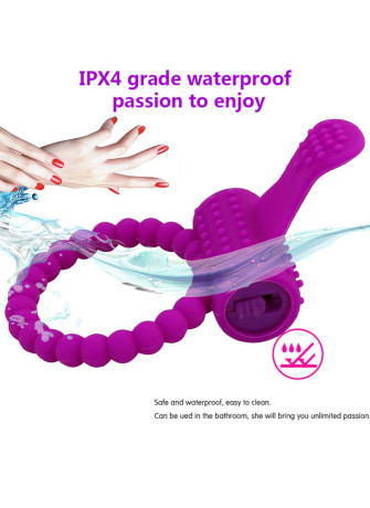 Anneau violet vibrant silicone avec langue picot - COR-018PUR